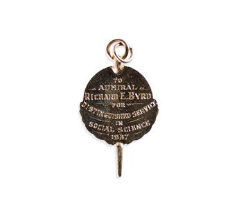 (ARCTIC.) Gold fraternity key issued to Admiral Byrd for his efforts toward world peace.